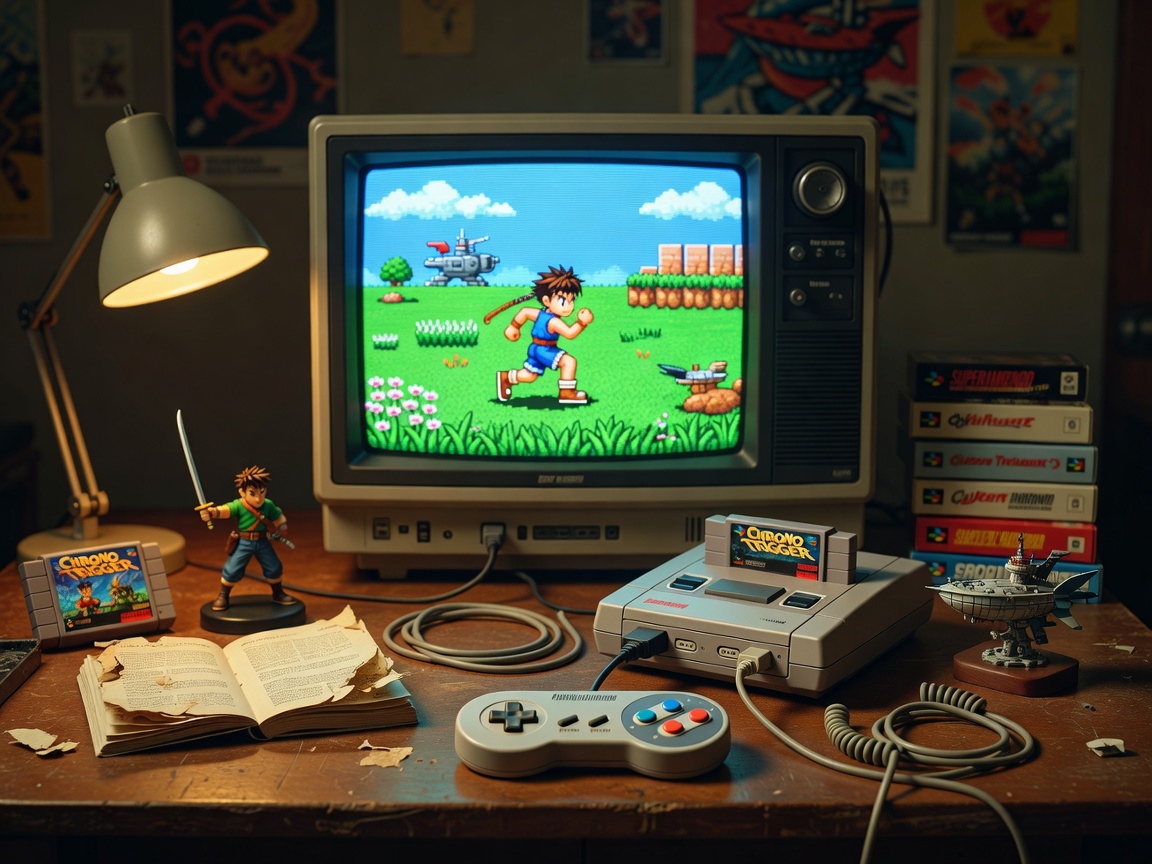 Retro Gaming Setup representing Chrono Trigger
